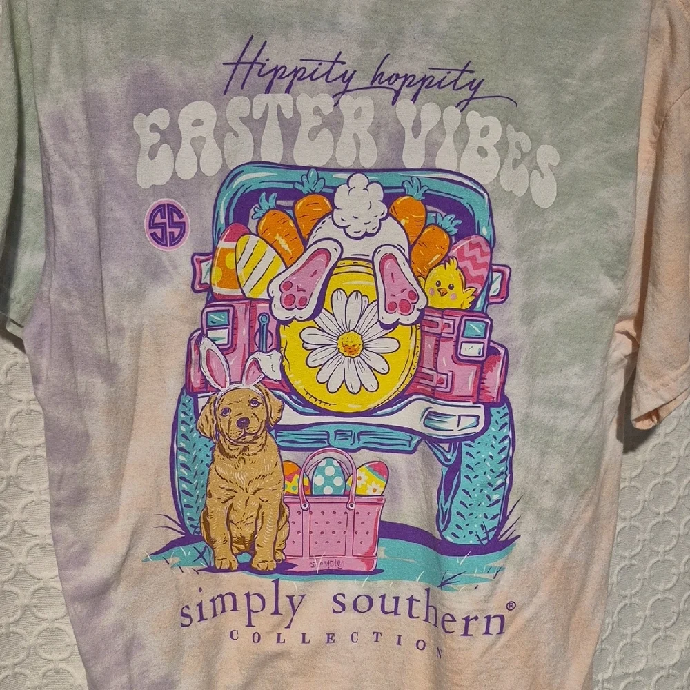 Simply Southern Women's Easter Large Pastel Tie-Dye Shirt - Picture 8 of 9